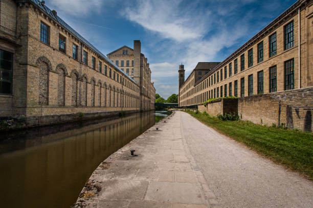 Canal towpath cycling route near Saltaire